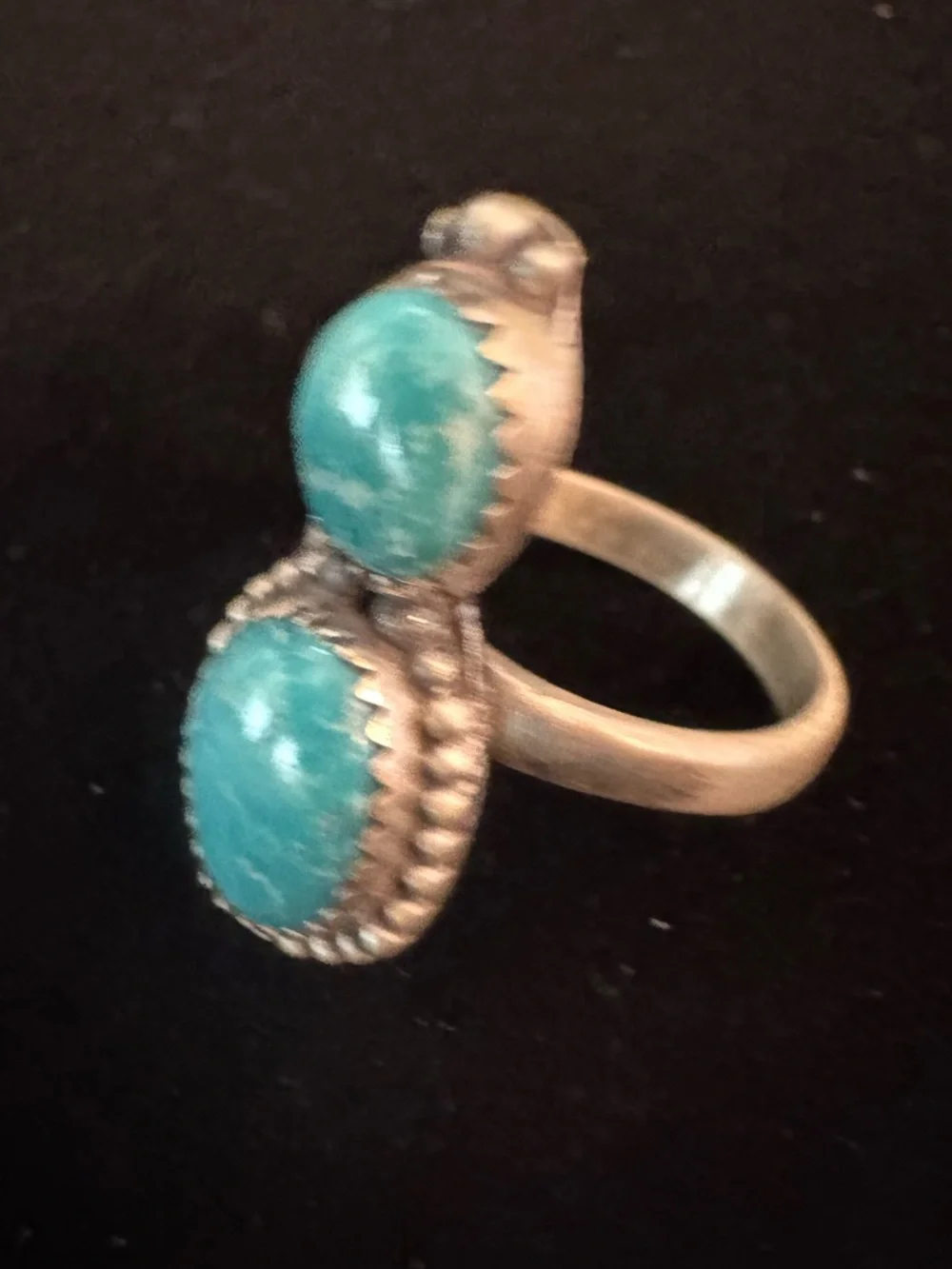 Turquoise Double Oval Sterling silver Ring‎ - Native made